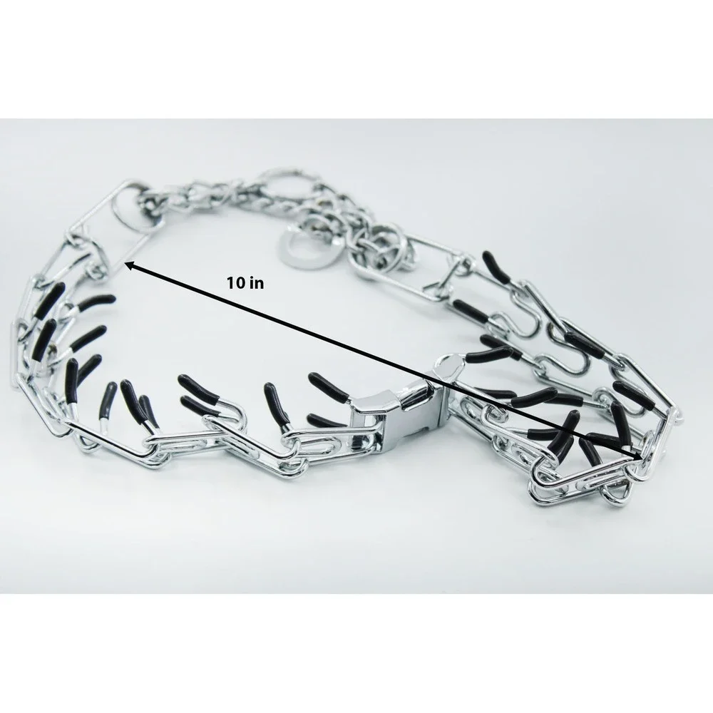 Monlida Dog Prong Training Collar Chrome Stainless Steel Rubber Tips 10in